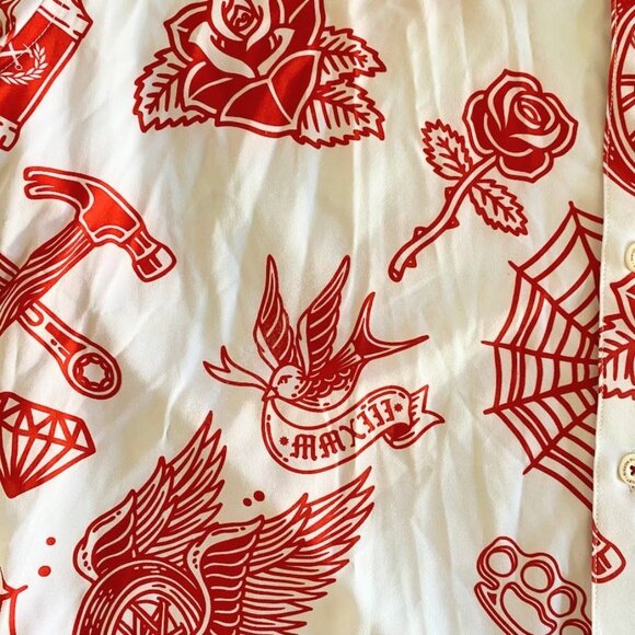 Dixxon Men's White Party Boy Shirt Short Sleeve Pocket Polyester/Spandex Rare XL - Picture 2 of 3